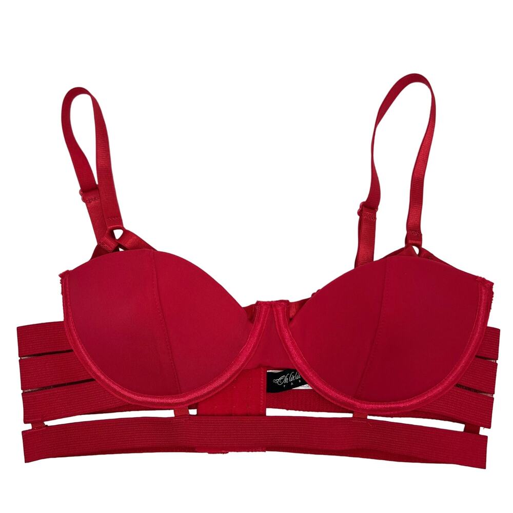 Oh La La Cherie Lingerie Size Small Red Strappy Caged Bra